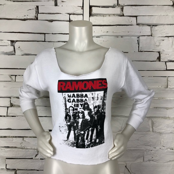 Ramones Tops - Ramones Band Gabba Gabba Sweatshirt Raw Hem 1402